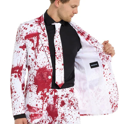 Costume sanglant pour homme, blanc, 3 pièces