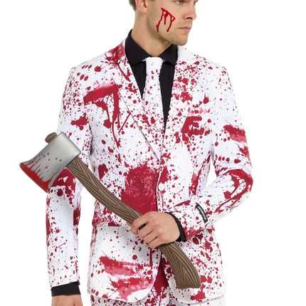 Costume sanglant pour homme, blanc, 3 pièces