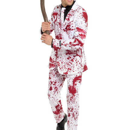 Costume sanglant pour homme, blanc, 3 pièces