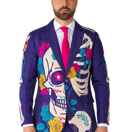 Costume Sugar Skull pour homme, violet, 3 pièces