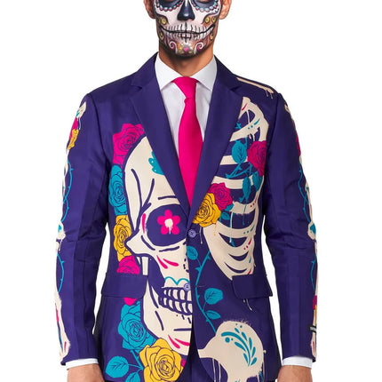 Costume Sugar Skull pour homme, violet, 3 pièces