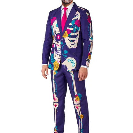 Costume Sugar Skull pour homme, violet, 3 pièces