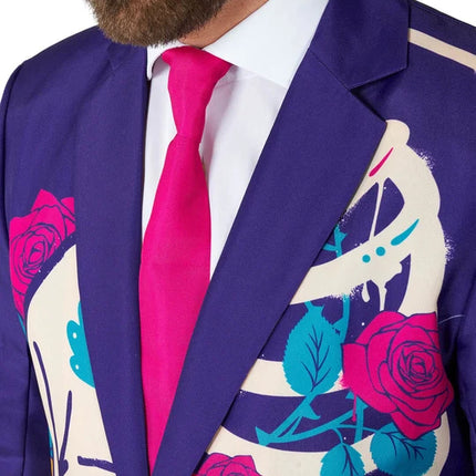 Costume Sugar Skull pour homme, violet, 3 pièces