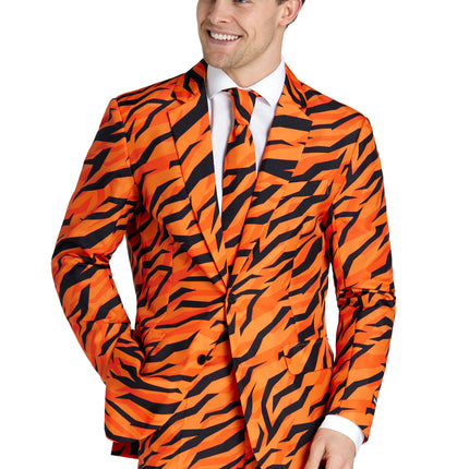 Costume de tigre pour homme, orange, 3 pièces