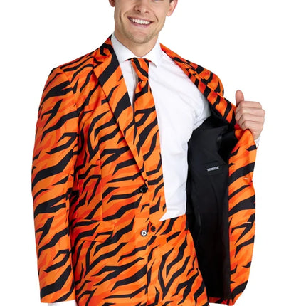 Costume de tigre pour homme, orange, 3 pièces