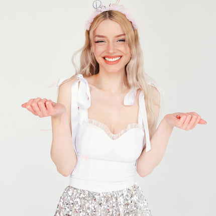 Bandeau de mariée rose argent