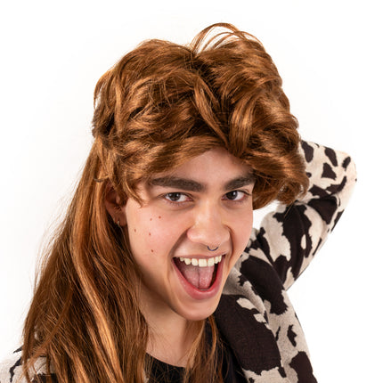 Perruque brune 80s