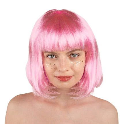 Perruque rose Bob avec franges