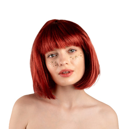 Perruque rouge avec franges