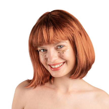 Perruque orange Bob avec un seul poney