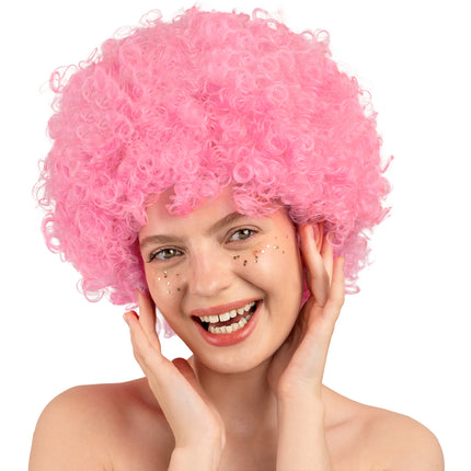 Perruque rose afro