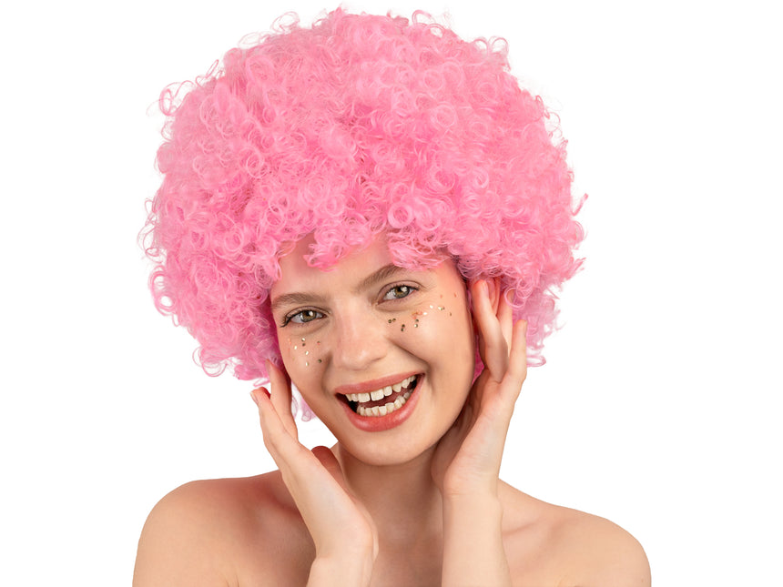 Perruque rose afro