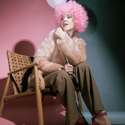 Perruque rose afro