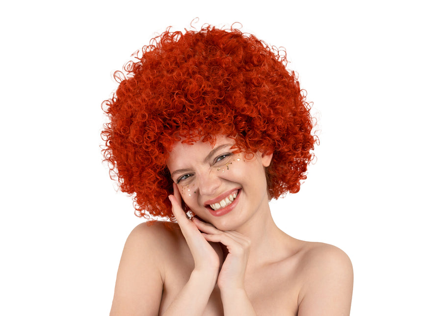 Perruque rouge afro