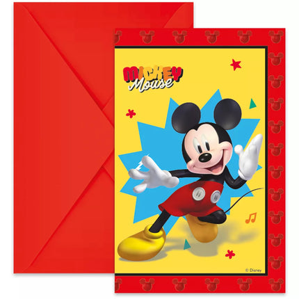 Invitations Mickey Mouse avec enveloppes 6 pièces