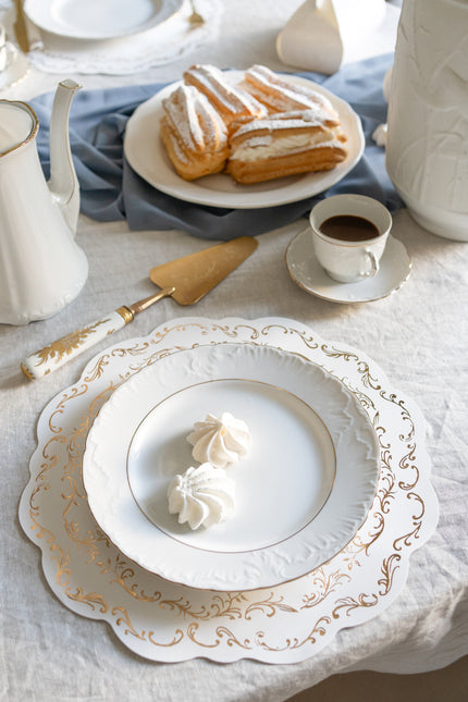 Sets de table or blanc 35.5cm 6pcs