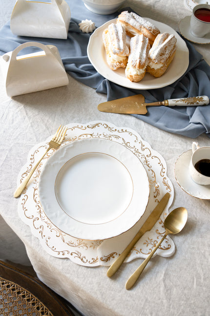 Sets de table or blanc 35.5cm 6pcs