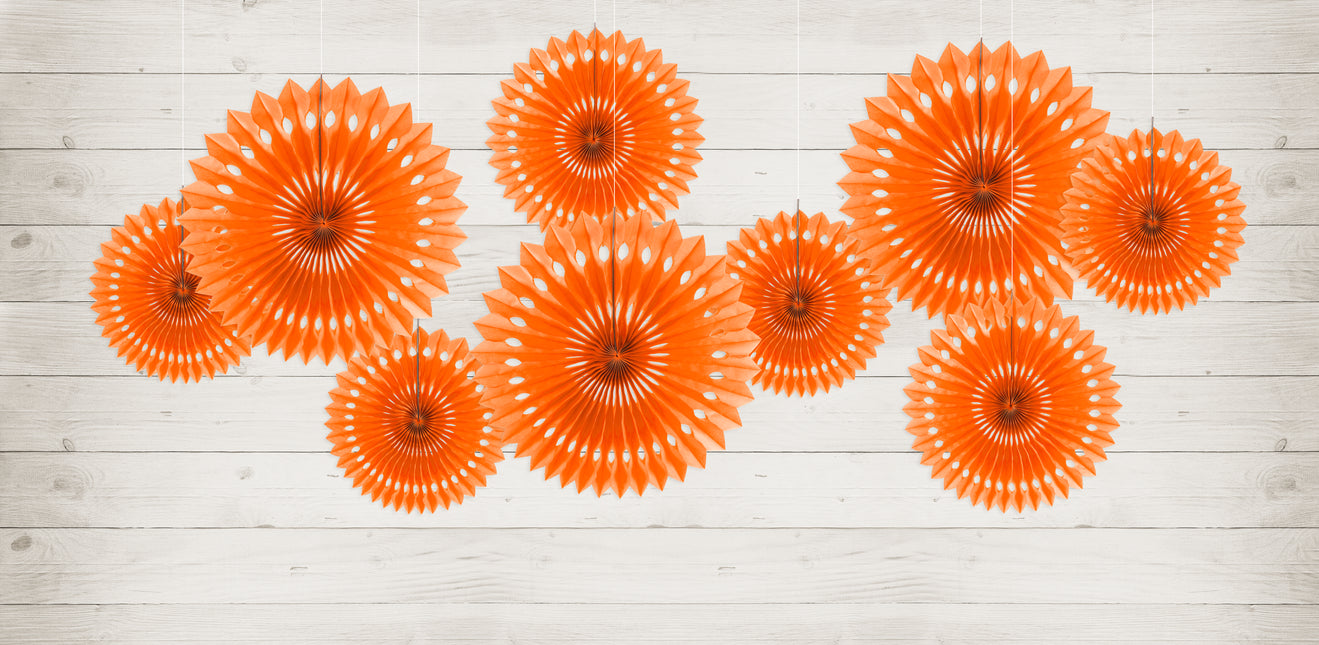 Eventails en papier orange 25cm 3pcs