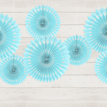 Eventails en papier bleu clair 20cm 3pcs