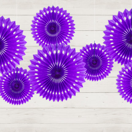 Eventails en papier violet 20cm 3pcs