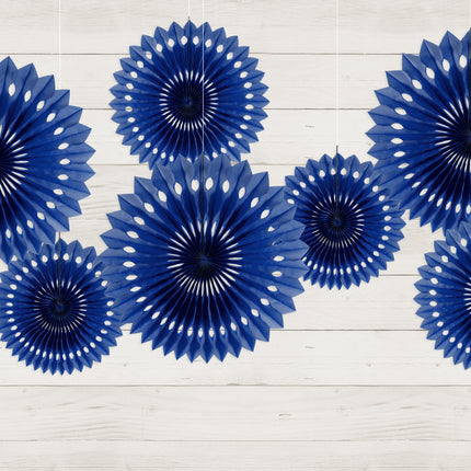 Eventails en papier bleu foncé 20cm 3pcs