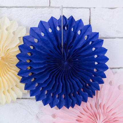 Eventails en papier bleu foncé 20cm 3pcs