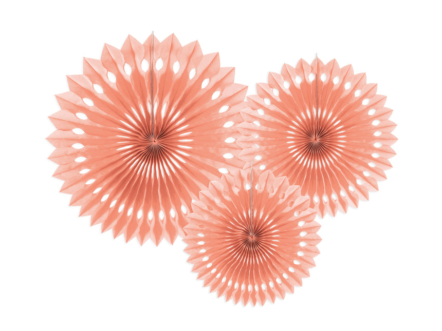 Eventails en papier rose 20cm 3pcs