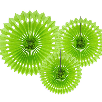 Eventails en papier vert clair 20cm 3pcs