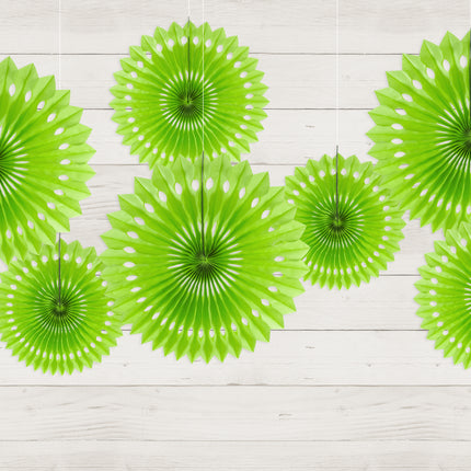 Eventails en papier vert clair 20cm 3pcs