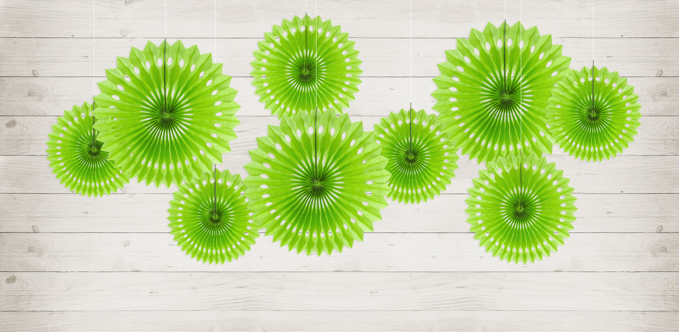 Eventails en papier vert clair 20cm 3pcs