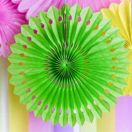Eventails en papier vert clair 20cm 3pcs