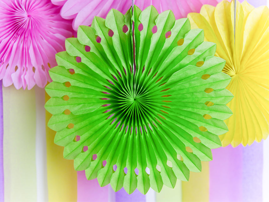 Eventails en papier vert clair 20cm 3pcs