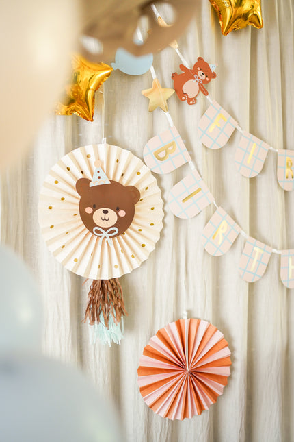 Eventail en papier en forme d'ours 30cm