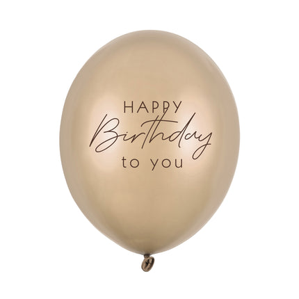 Happy Birthday Balloons Gold 30cm 6pcs