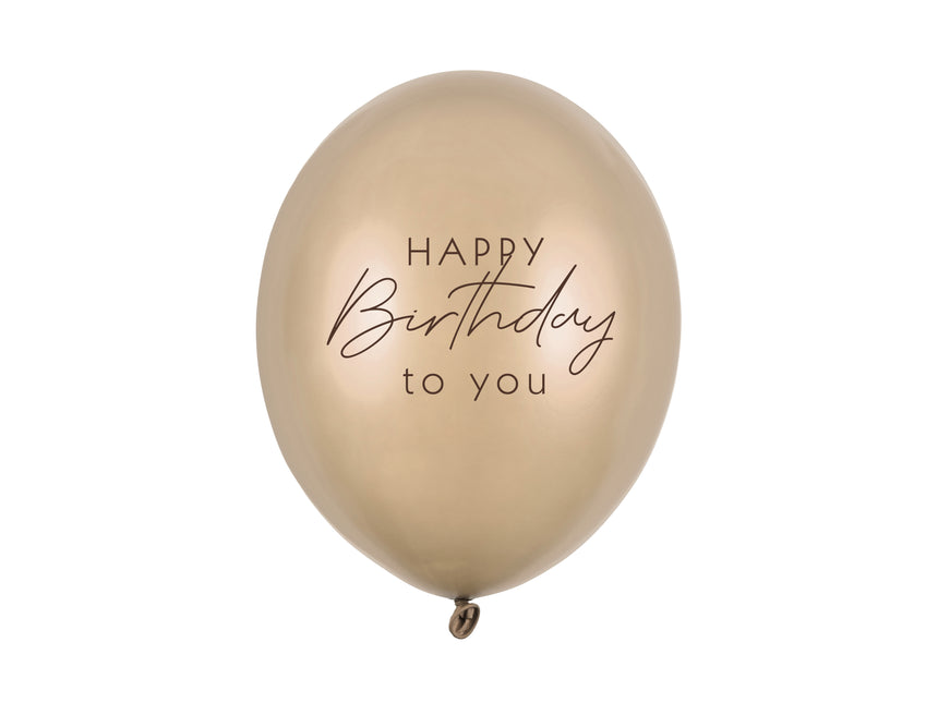 Happy Birthday Balloons Gold 30cm 6pcs