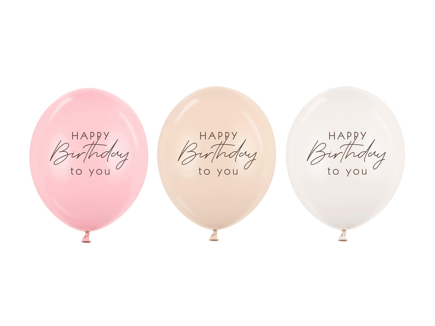 Ballons de baudruche Happy Birthday Rose Blanc Crème 30cm 50pcs