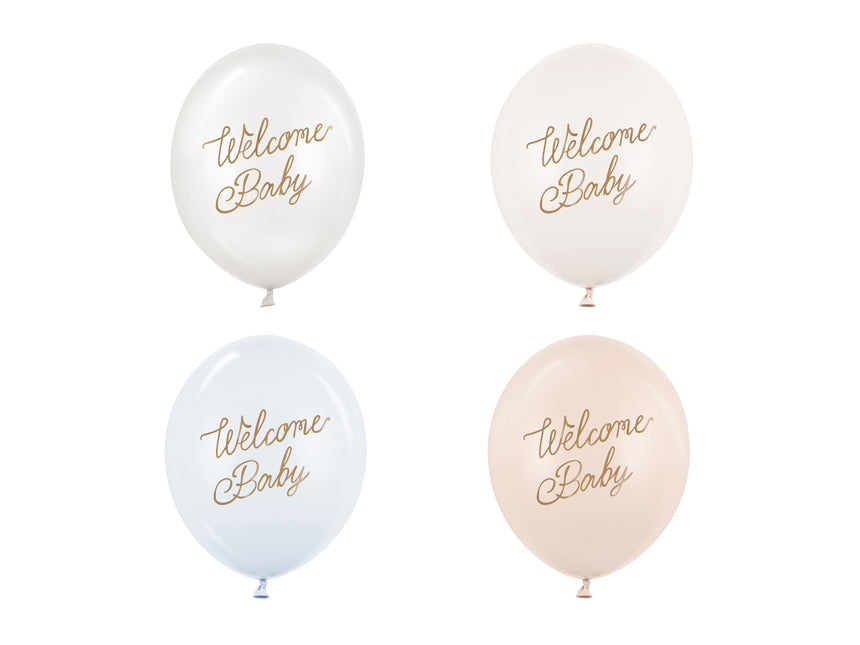 Hello Baby Balloons Bleu Blanc 30cm 50pcs