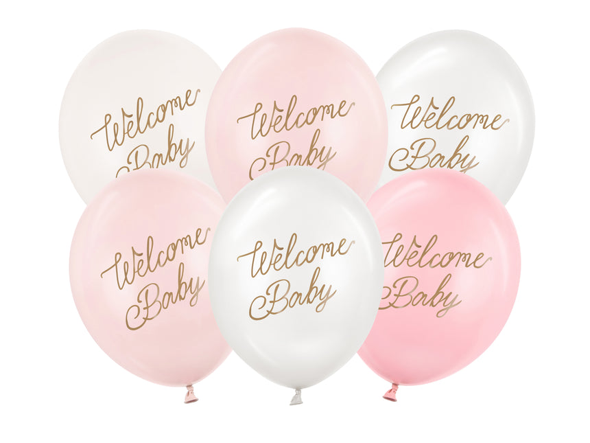 Hello Baby Balloons Pink 30cm 6pcs