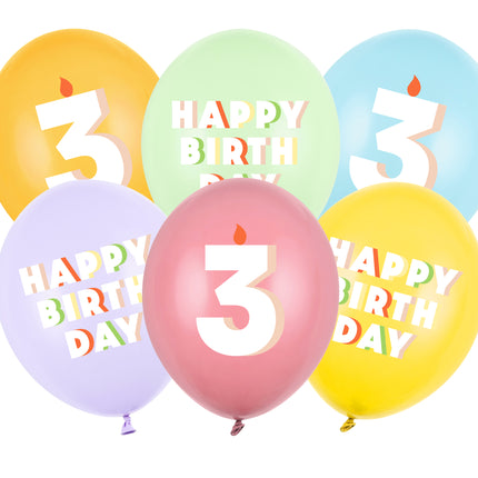 Ballons 3 ans 30cm 6pcs