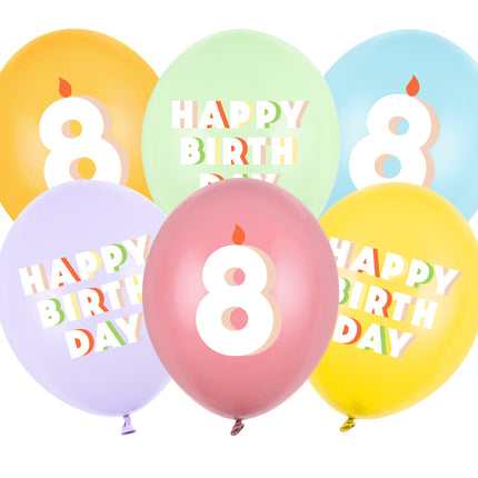 8 Year Balloons 30cm 6pcs