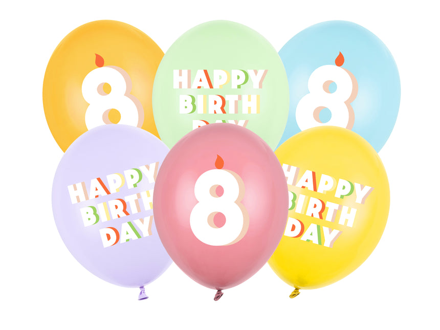 8 Year Balloons 30cm 6pcs