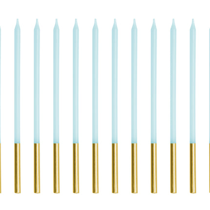 Bougie bleue dorée 14cm 12pcs