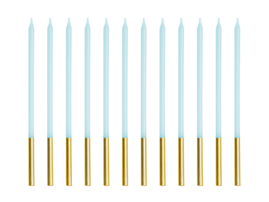 Bougie bleue dorée 14cm 12pcs
