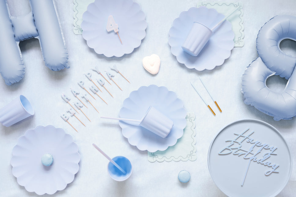 Bougie bleue dorée 14cm 12pcs
