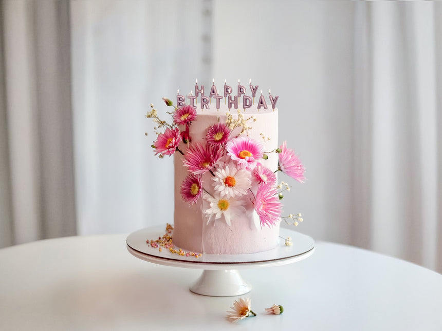 Bougies d'anniversaire rose 7cm