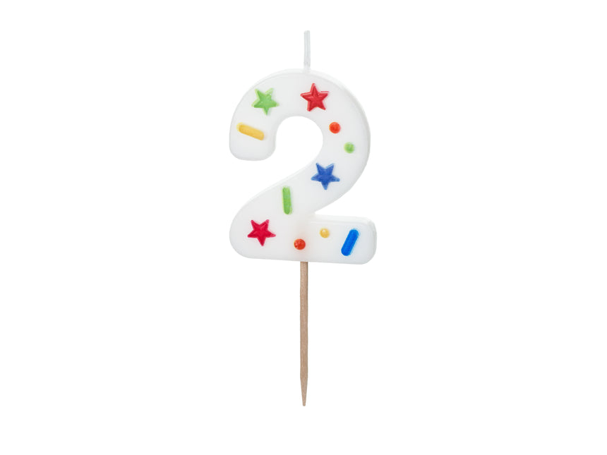 Bougie 2 ans colorée 10cm