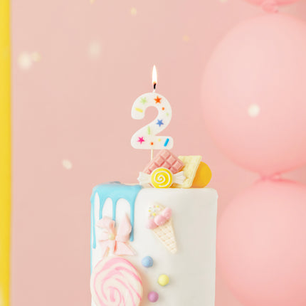 Bougie 2 ans colorée 10cm