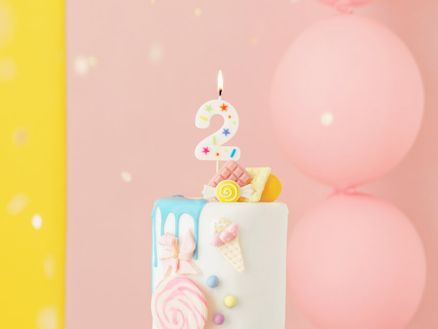 Bougie 2 ans colorée 10cm