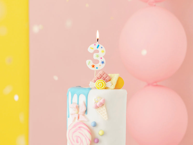 Bougie 3 ans colorée 10cm