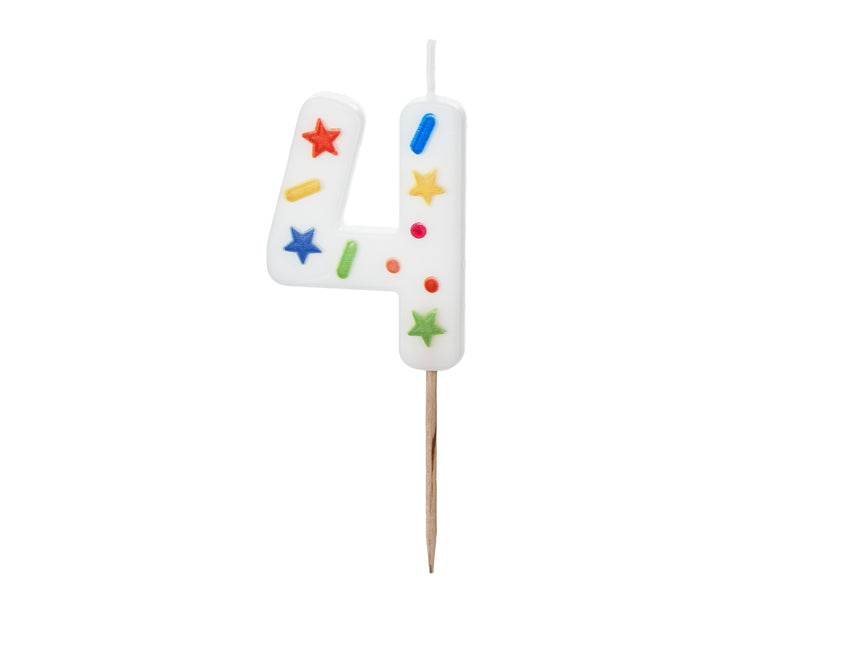 Bougie de 4 ans colorée 10cm